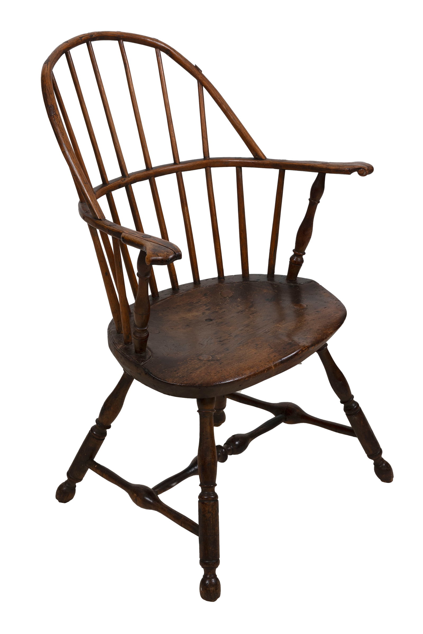WINDSOR HARDWOOD BOW-BACK ARMCHAIR Lancaster County, Pennsylvania, Late 18th Century Back height (1 of 2)