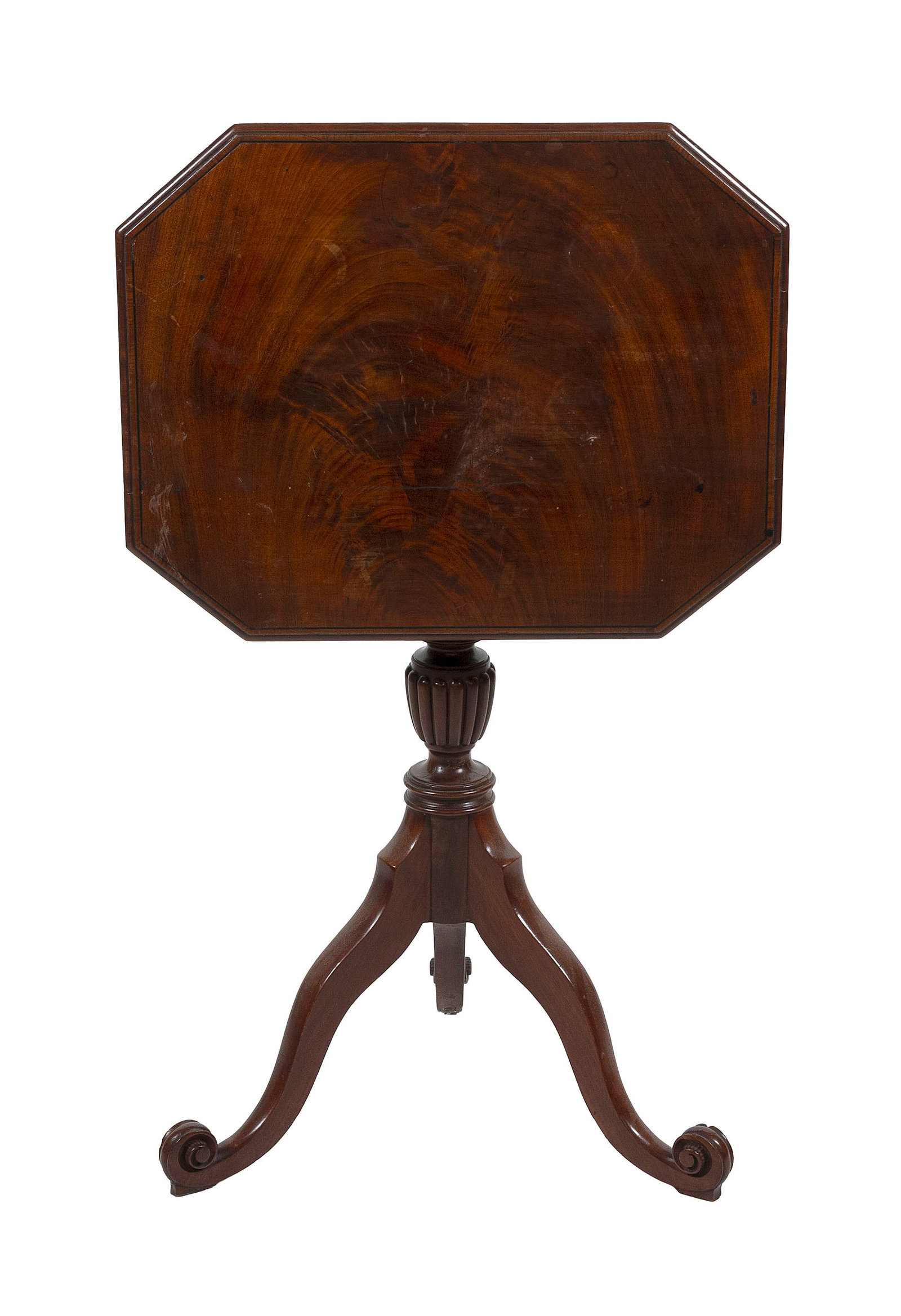 FEDERAL MAHOGANY CANDLESTAND America, 19th Century Height 28". Top measures 23" x 18.5". (1 of 3)