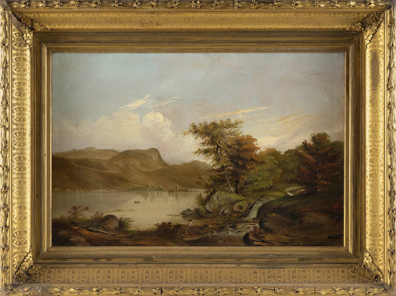 AMERICAN SCHOOL (19th Century,), Mountain landscape., Oil on canvas, 20" x 30". Framed 29.5" x (1 of 2)