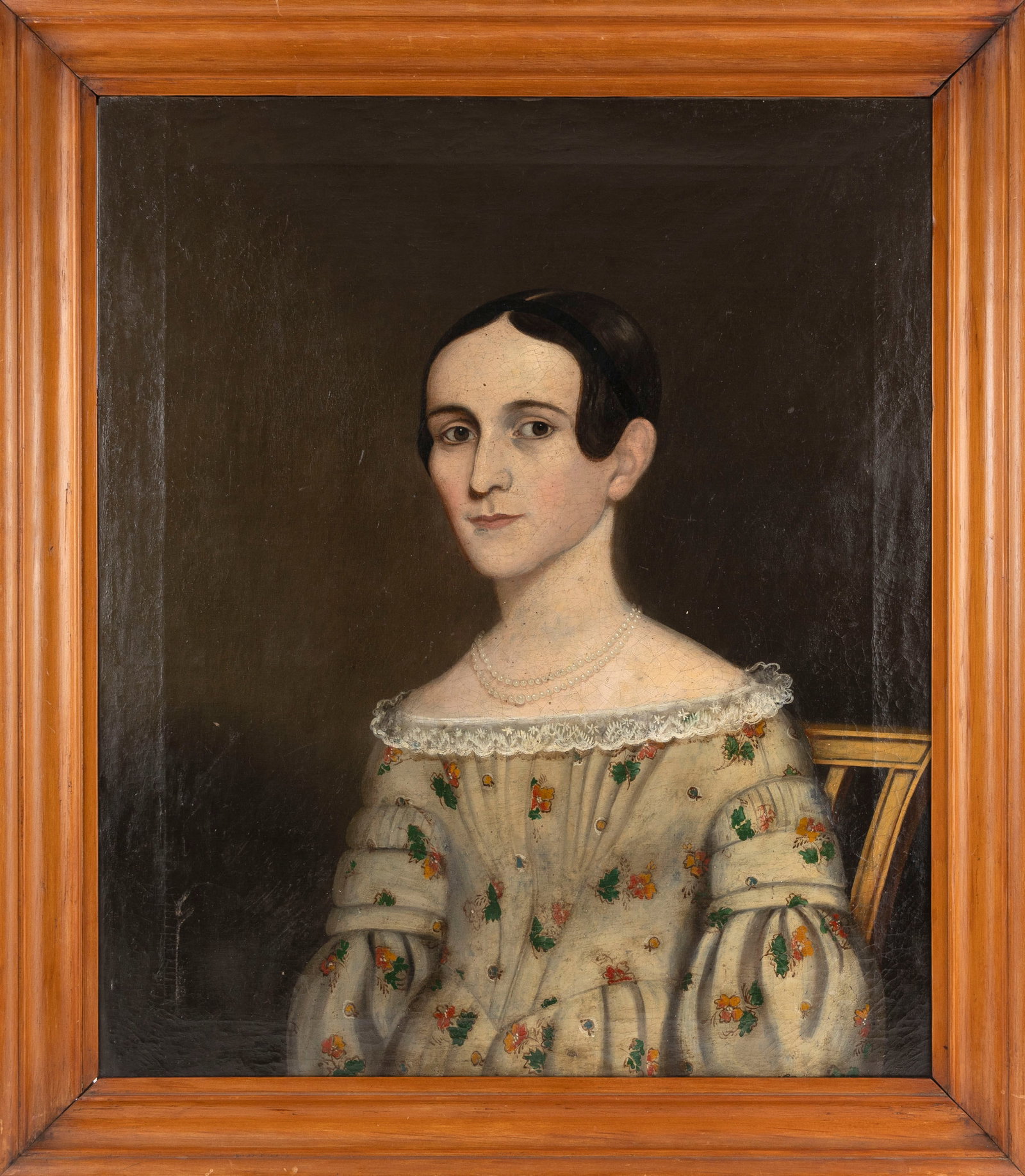 POSSIBLY WILLIAM BARTOL (Massachusetts, 1817-1859), Portrait of a woman wearing a printed dress., (1 of 2)