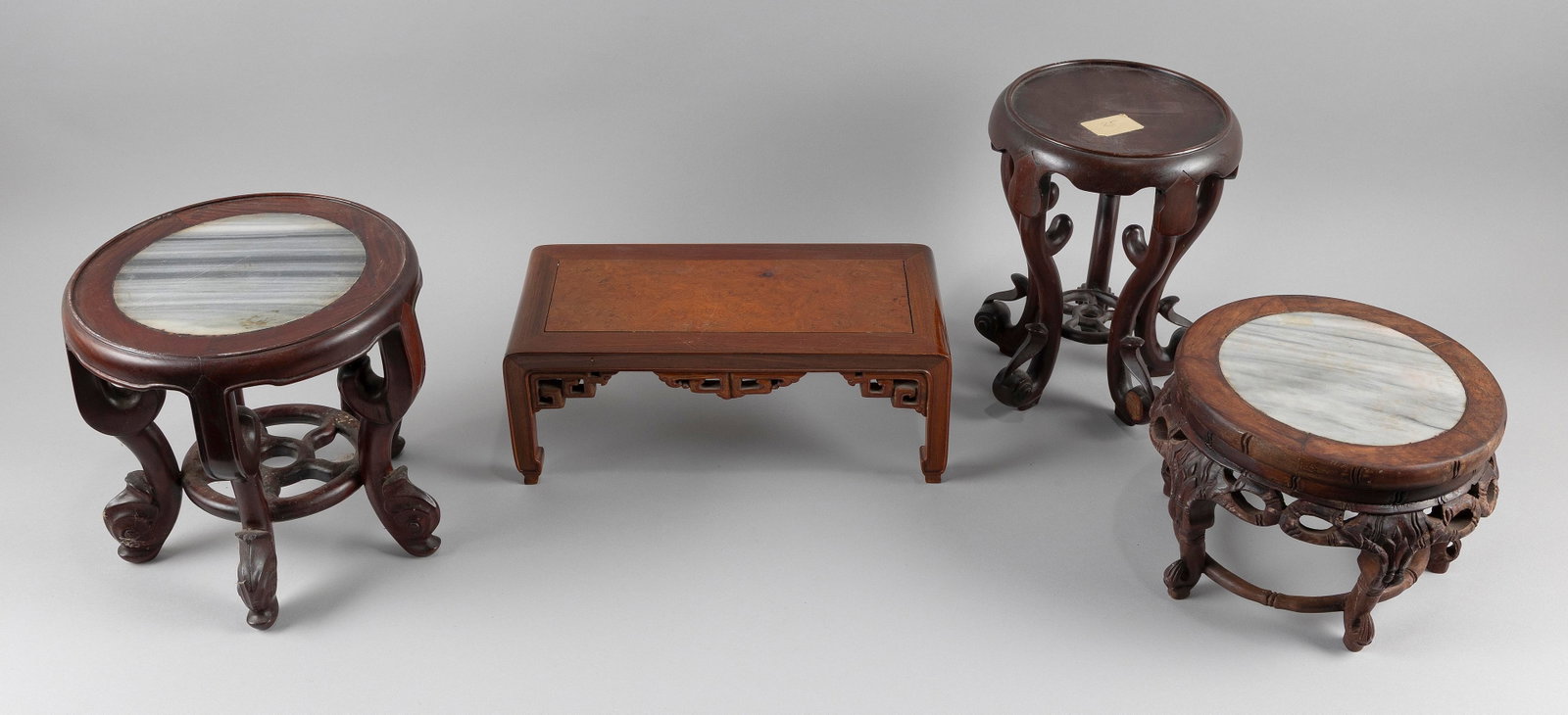 FOUR CHINESE MINIATURE STANDS 19th/20th Century Heights 4", 6" and 9". (1 of 1)