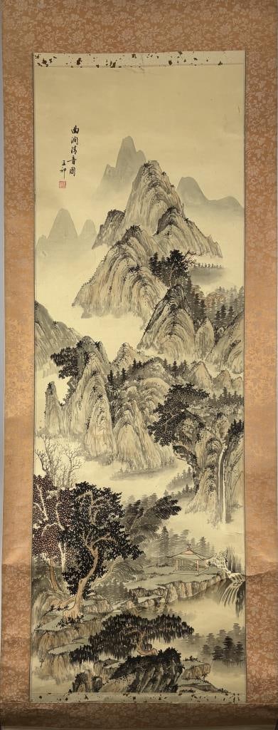 CHINESE SCROLL PAINTING AFTER WANG JIQIAN 20th Century On silk, 48.5" x 16.5". (1 of 6)