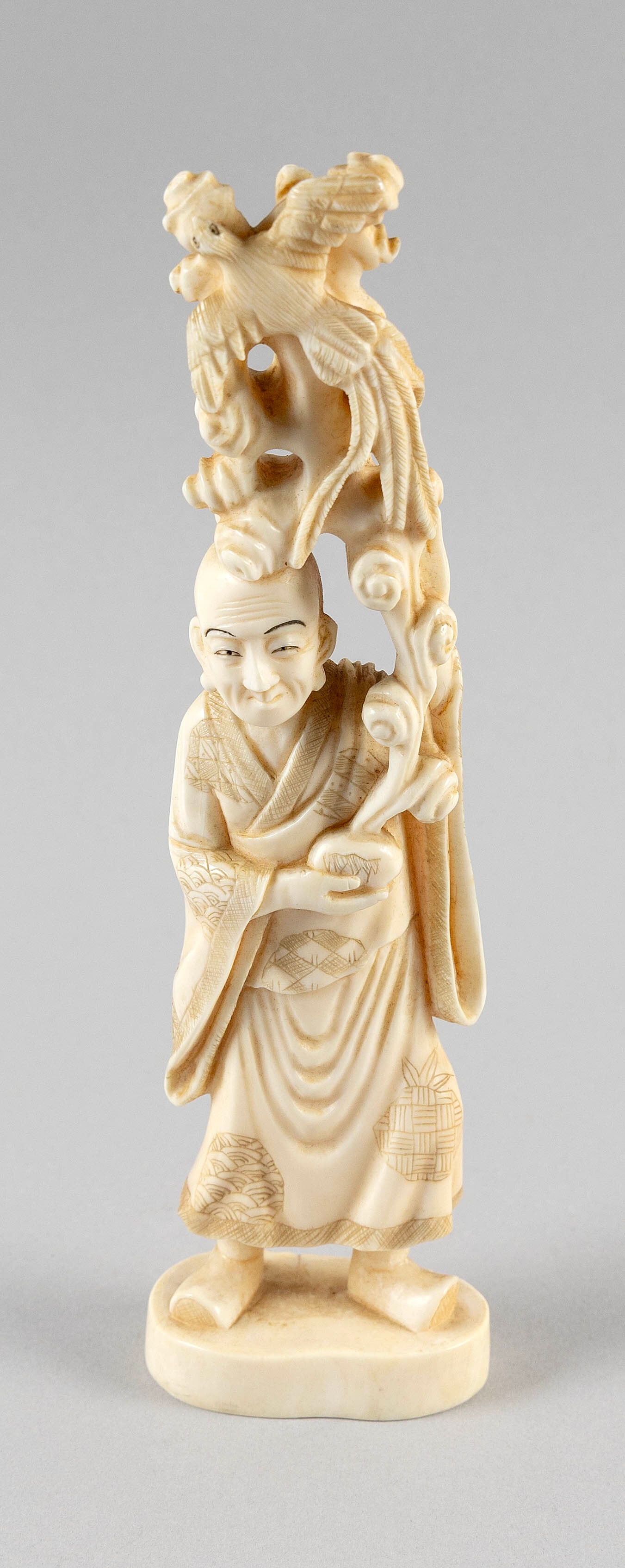 JAPANESE CARVED WALRUS TUSK OKIMONO Late 19th Century Height 8". (1 of 5)