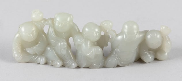 CHINESE CARVED WHITE JADE WRIST REST Length 7".
