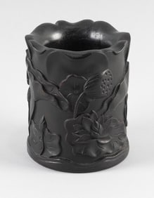 CHINESE CARVED ZITAN BRUSH HOLDER Late 19th/Early 20th Century Height 6".