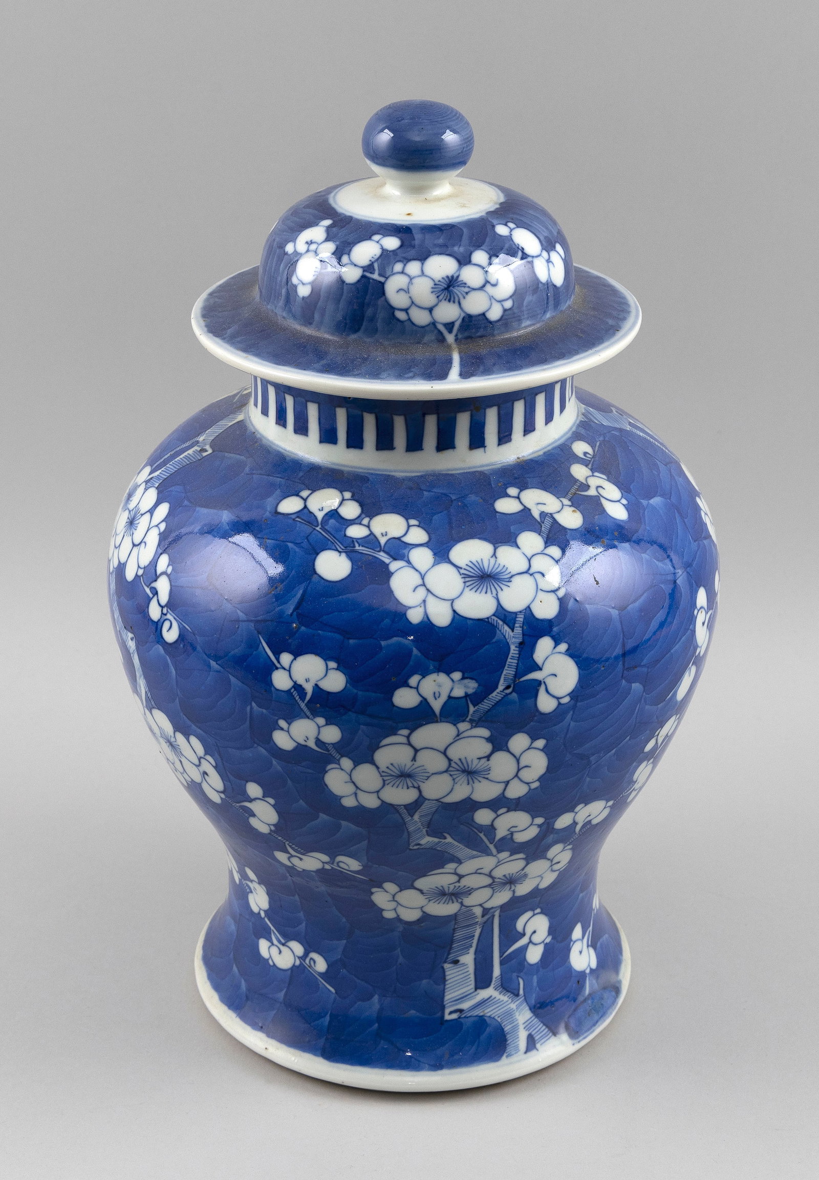 CHINESE BLUE AND WHITE HAWTHORN PATTERN PORCELAIN COVERED JAR Late 19th/Early 20th Century Height (1 of 3)