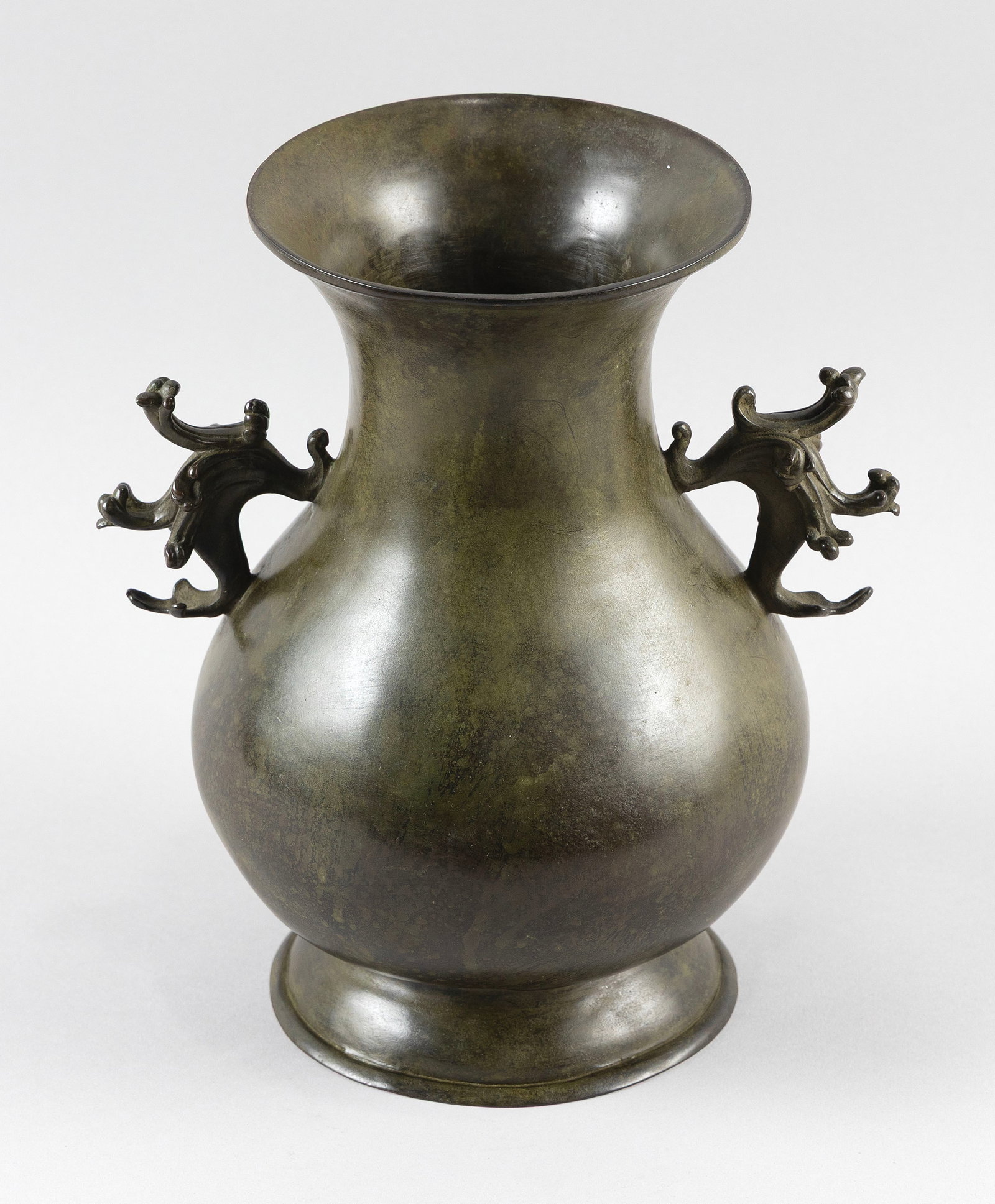 CHINESE BRONZE BALUSTER VASE 19th/20th Century Height 11". (1 of 3)
