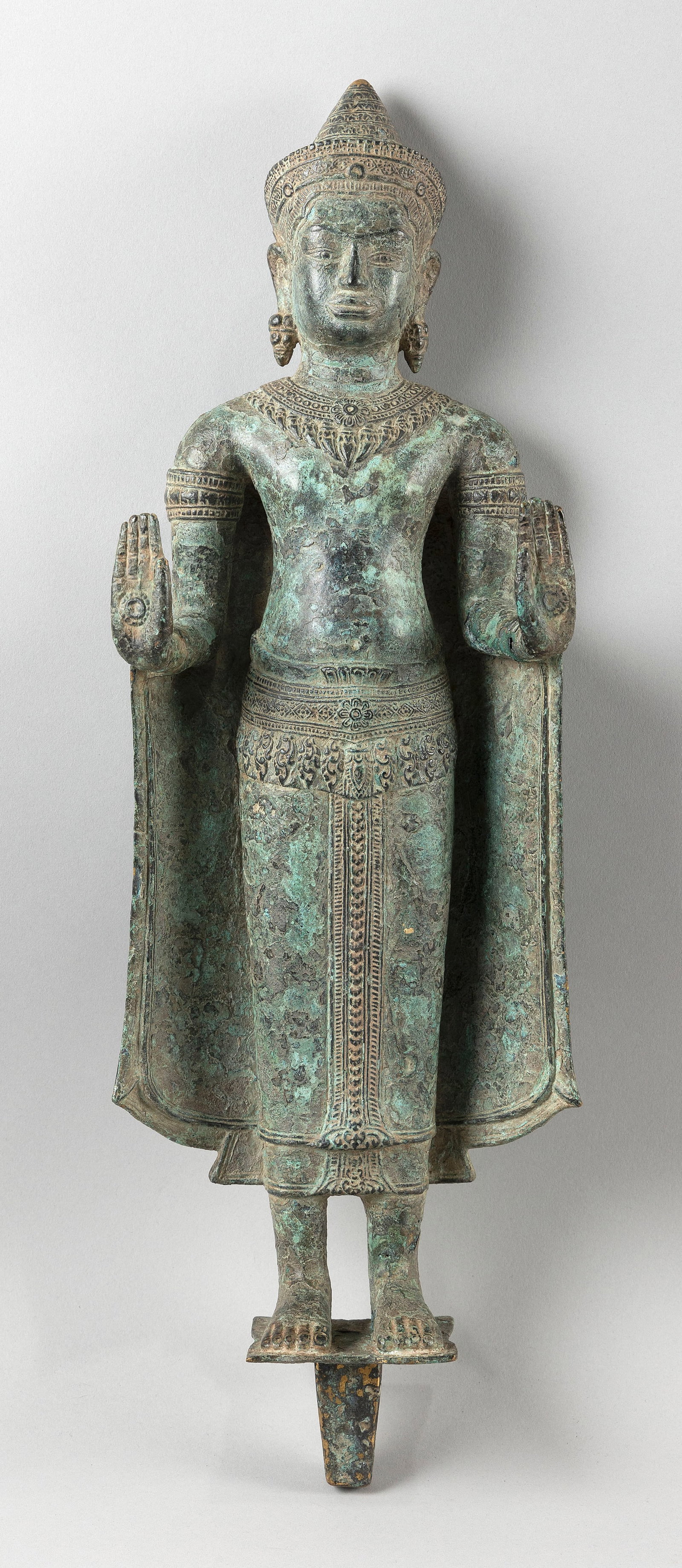 KHMER OR SOUTHEAST ASIAN BRONZE BUDDHA Height 19". (1 of 2)