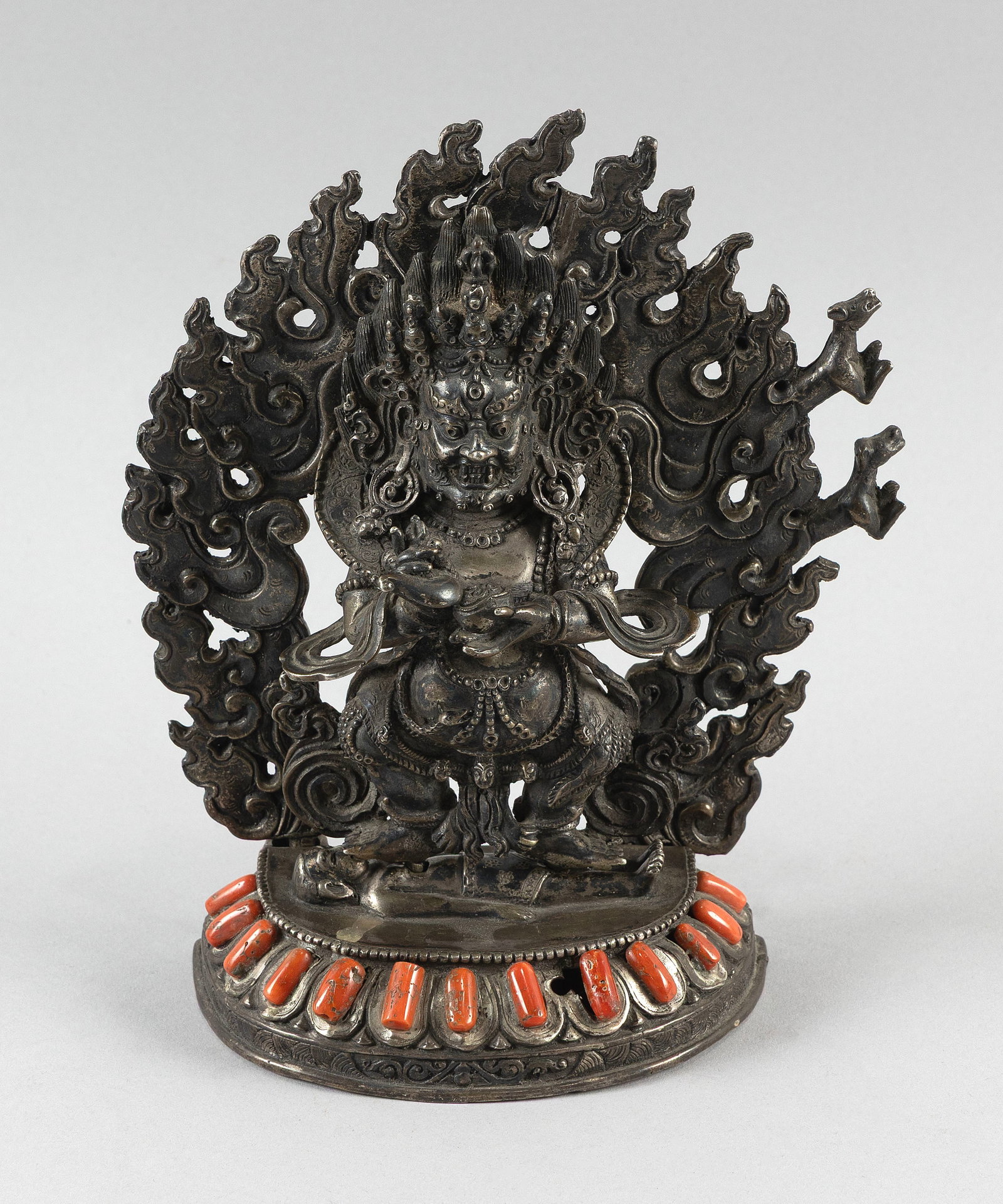 TIBETAN SILVER METAL FIGURE OF VAJRAPANI 19th Century Height 8". (1 of 7)
