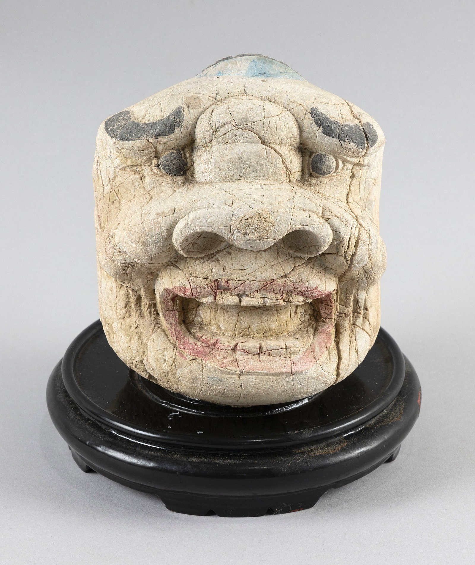 CHINESE CARVED STONE HEAD OF A LUOHAN Possibly 19th Century Height 7". Width 6". With stand. (1 of 4)