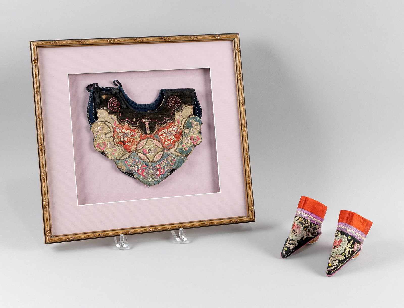 TWO CHINESE SILK NEEDLEWORK CLOTHING ACCESSORIES Late 19th Century (1 of 2)