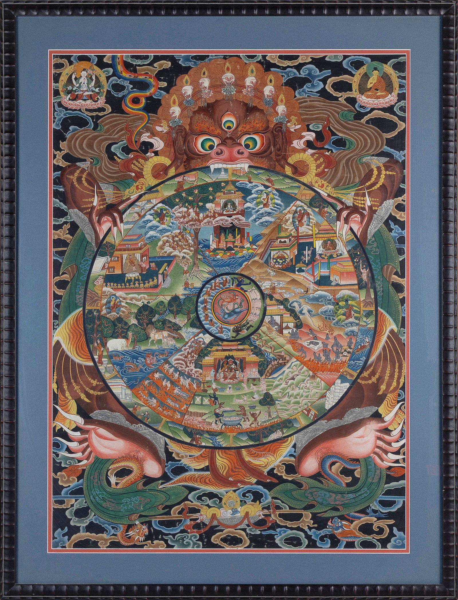 TIBETAN THANGKA Late 19th Century 34" x 24" sight. Framed 42" x 31.5". (1 of 1)