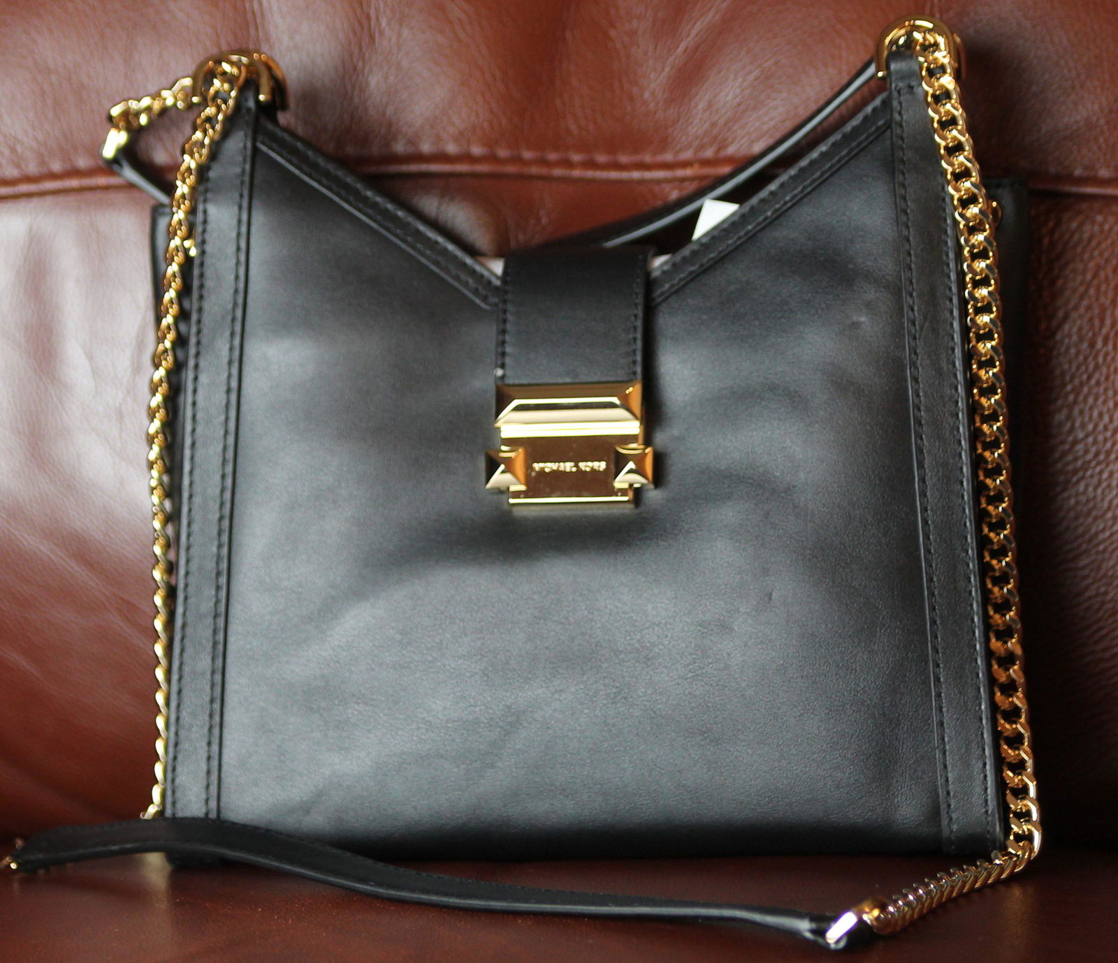 Michael Kors Whitney Leather Chain Shoulder Tote Black: Michael Kors Whitney Leather Chain Shoulder Tote, BlackUPC: 192877131939