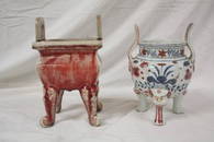 146: 2 Chinese Pottery Censers Incense Burners