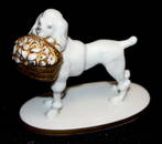 27: Rosenthal Poodle With Basket Dog Figurine