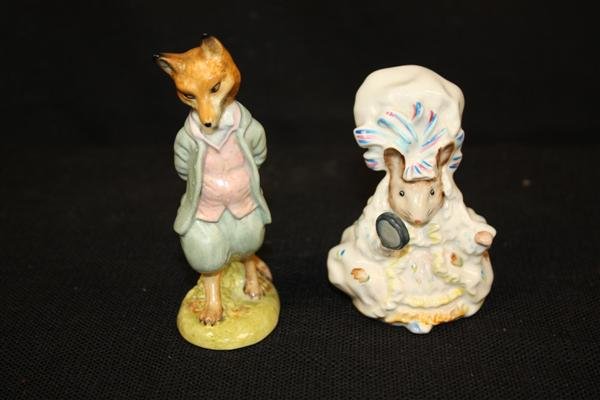2 Beswick Beatrix Potter Lady Mouse Foxy Gent