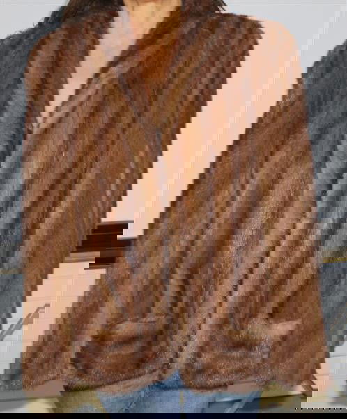 Fawn/Lt Brown Mink Jacket: length:29" width:19" arm length:25"