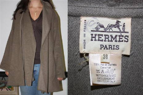 Hermes Camel Hair Coat Shawl: size 38 length: 34" width: 20" arm:23"