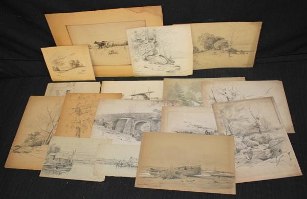 16 Clarence Ball Drawings & Watercolors: L. Clarence BALL (1858-1915)
