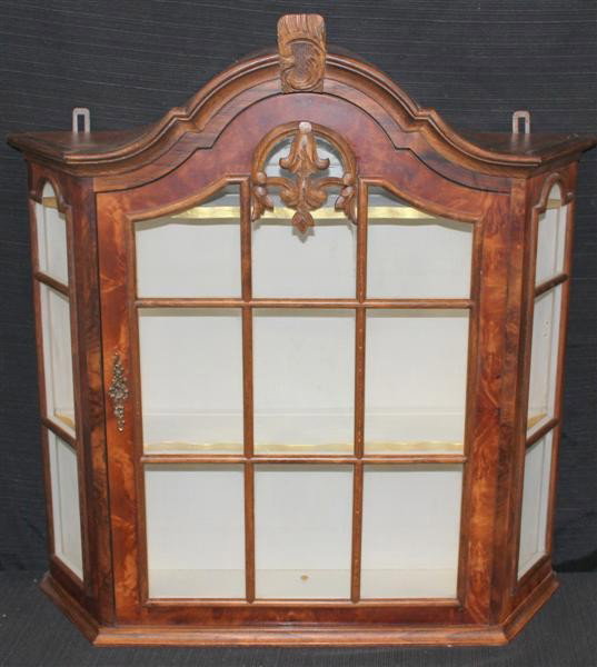 Victorian Style Burl Wood Wall Cabinet