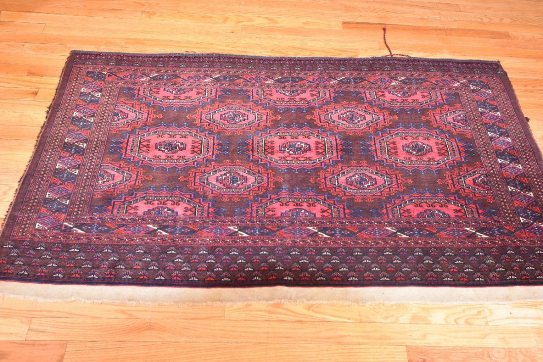 ANTIQUE TURKMAN WITH SILK GEO DESIGN RUG CIRCA 1900 (1 of 3)