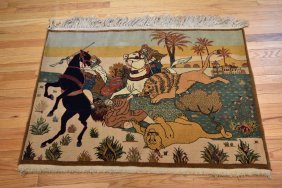 ANTIQUE TABRIZ SILK AREAS PERSIAN RUG CIRCA 1900 (1 of 2)