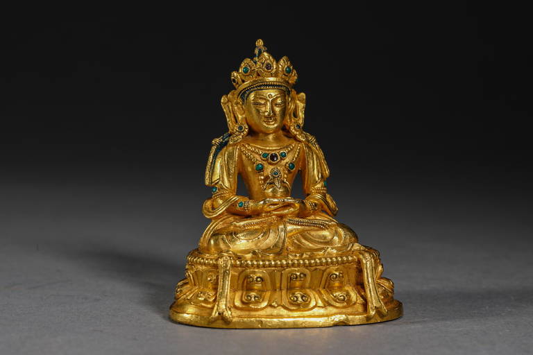 Pure gold Buddha statue of Qing Dynasty (0007) on May 18, 2022