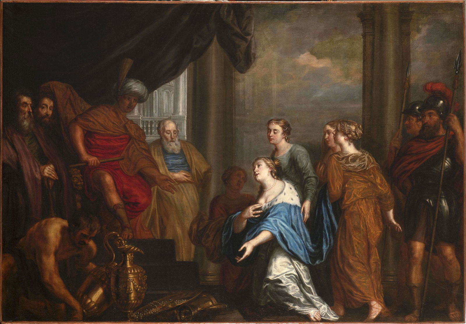 Jan (Johann) Boeckhorst (1604/1605â€“1668), The Queen of Sheba Brings Gifts to King Solomon: Jan Boeckhorst came from Munster, Germany, but from 1626 he lived in Antwerp, where he was admitted to the Guild of St. Luke in 1633/1634. He collaborated with Rubens on his large commissions. Between