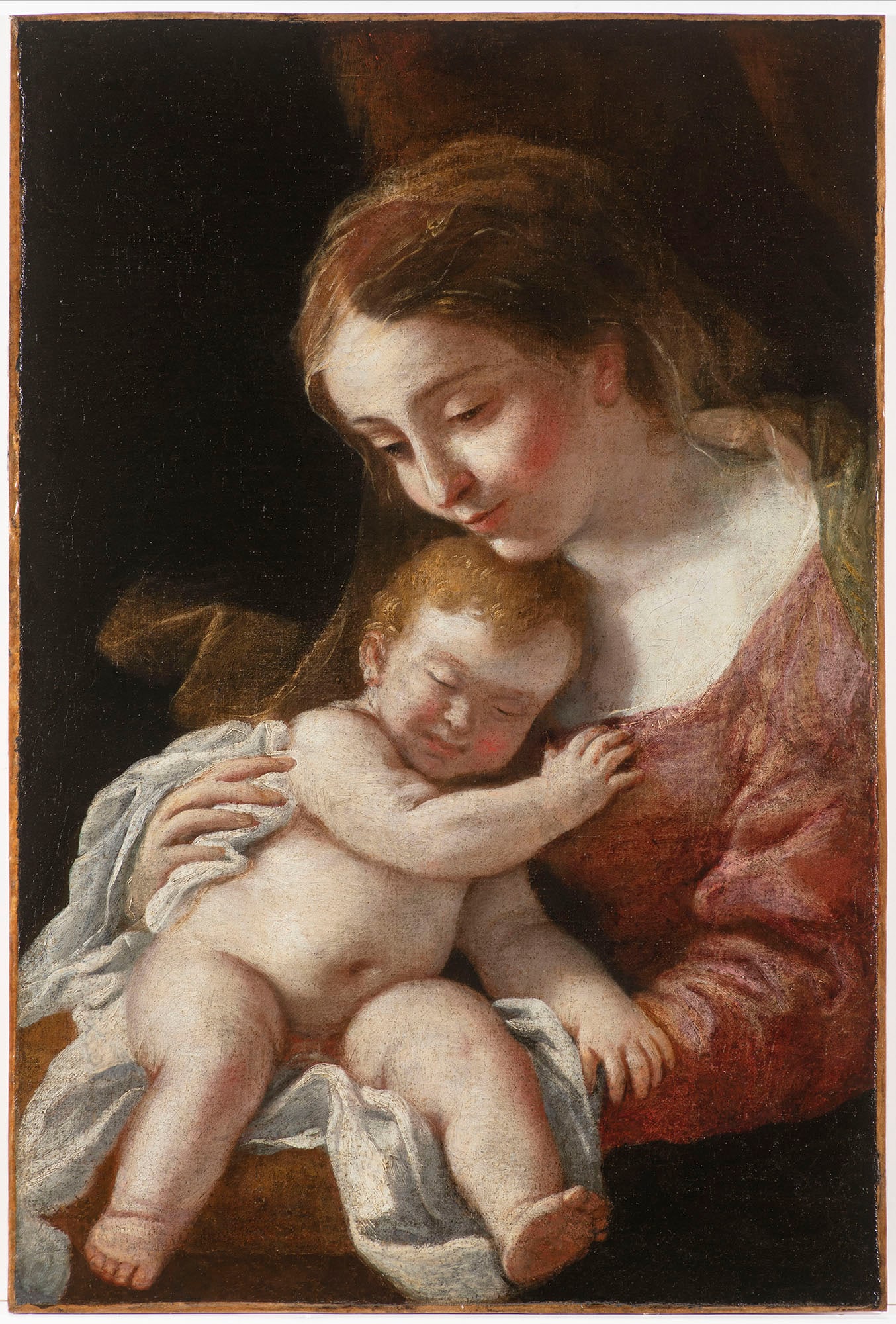 Ciro Ferri (1633â€“1689), Madonna with Sleeping Child: Cirro Ferri was a pupil and successor of Pietro da Cortona (1596-1669) and became famous mainly as a fresco painter in Rome, Florence and Bergamo. He also worked as a sculptor and architect. The baby