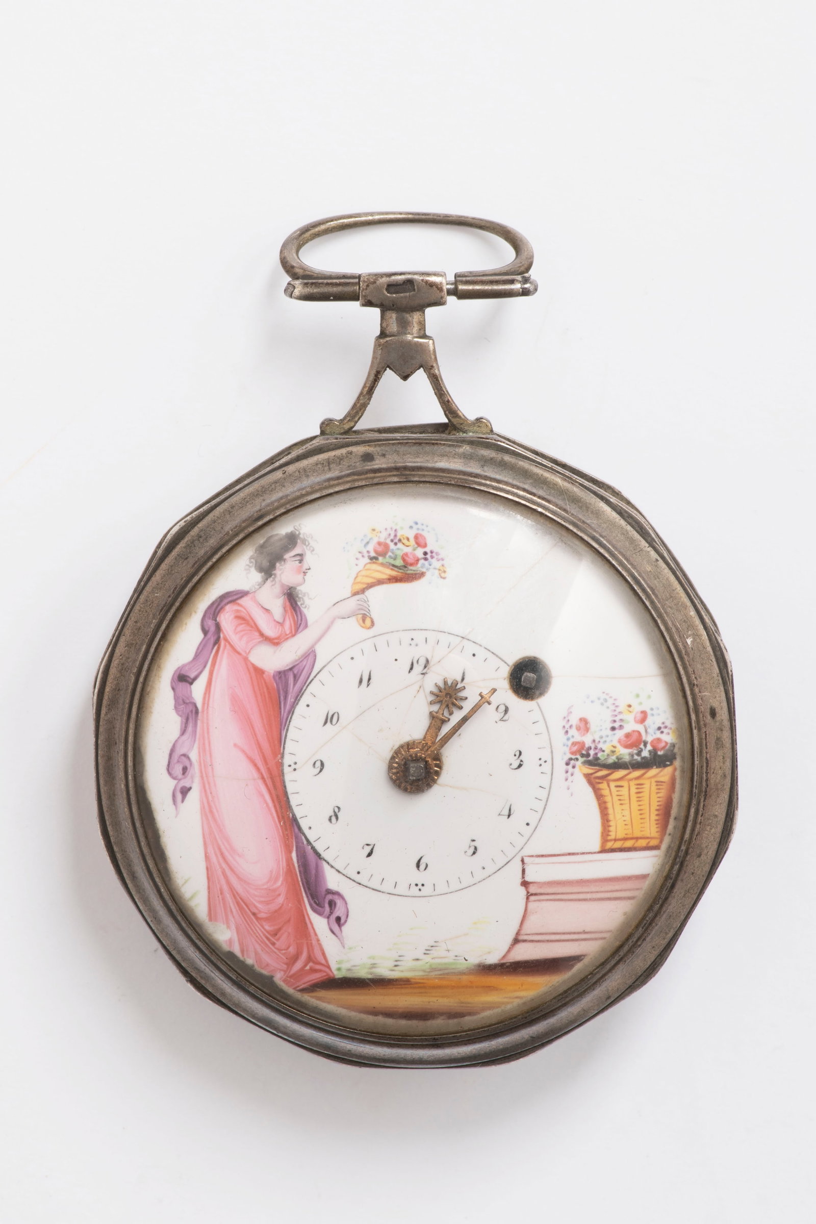 Silver spindle/snail chain pocket watch from around 1800 (1 of 2)