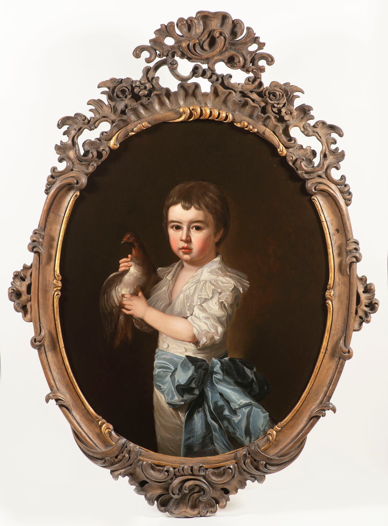 19th Century Painter .  Portrait of a Child with a Bird (1 of 3)