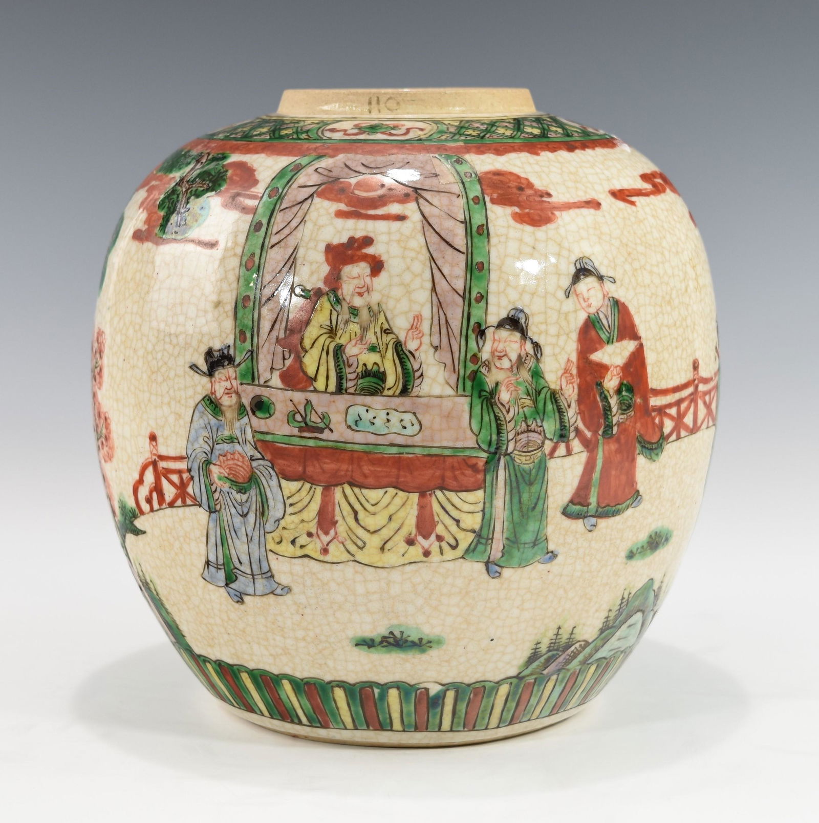 A LARGE CHINESE FAMILLE VERTE AND IRON-RED JAR (1 of 5)