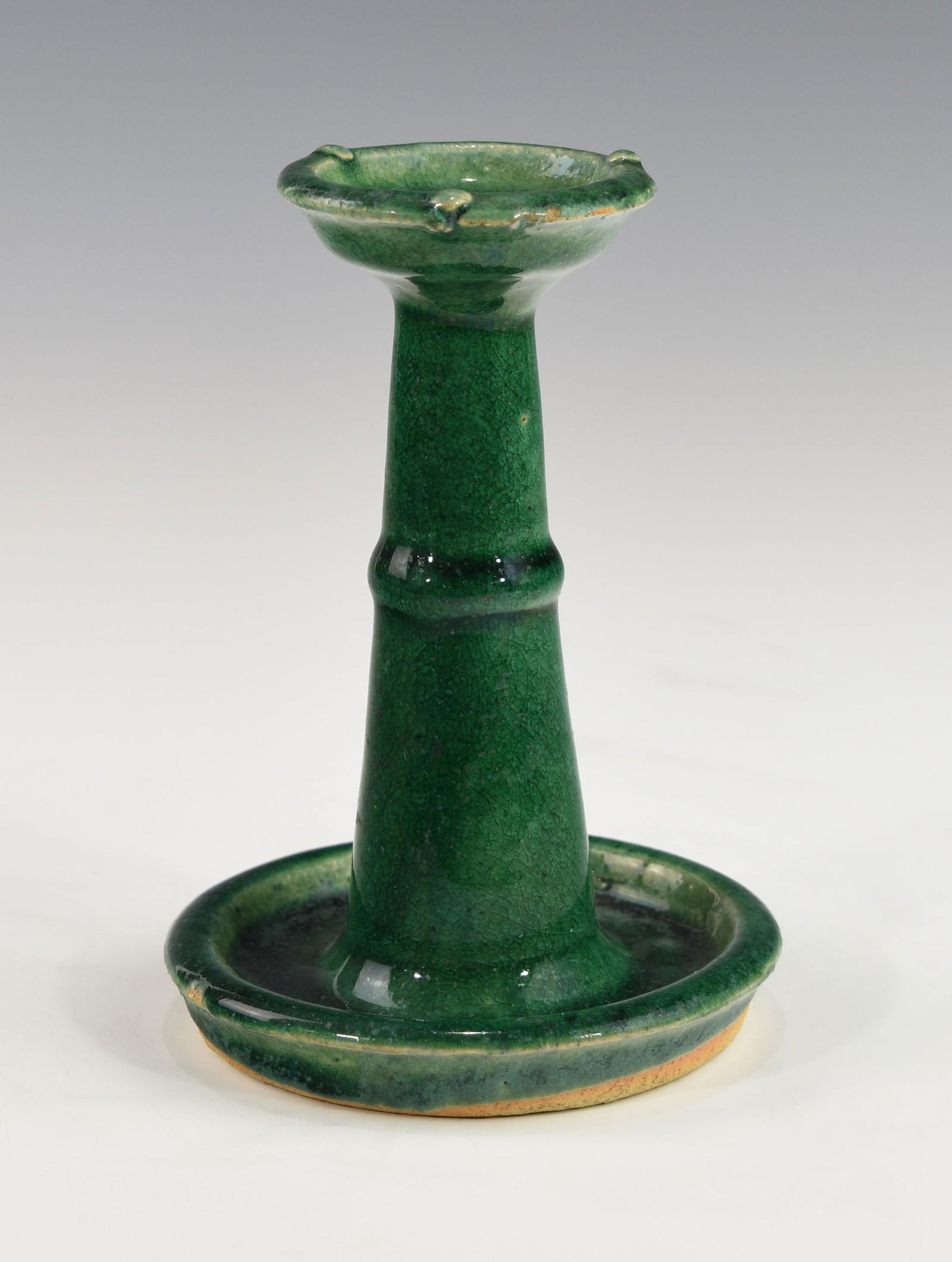 A CHINESE GUANG YAO GREEN MONOCHROME GLAZE OIL LAMP (1 of 4)