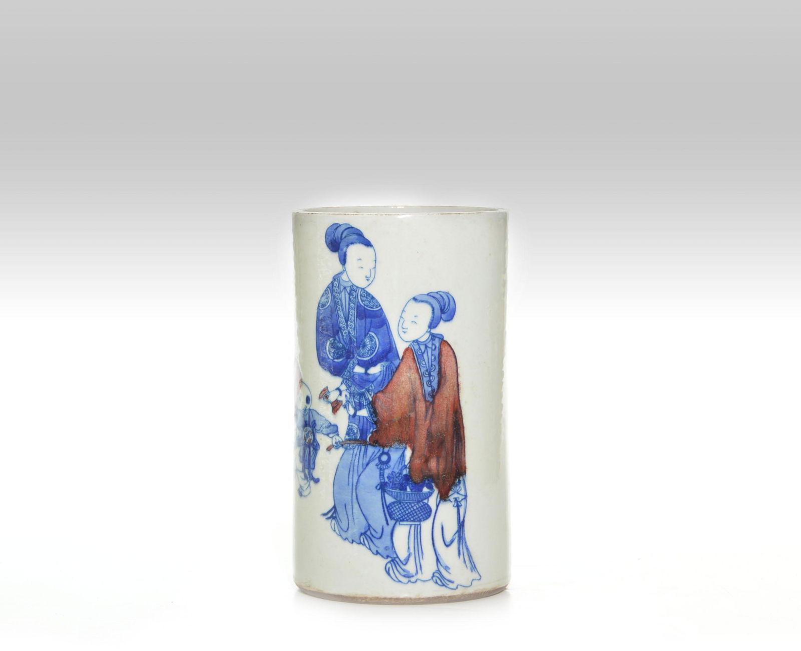 A CHINESE BLUE AND WHITE UNDER GLAZED COPPER RED BRUSH (1 of 7)