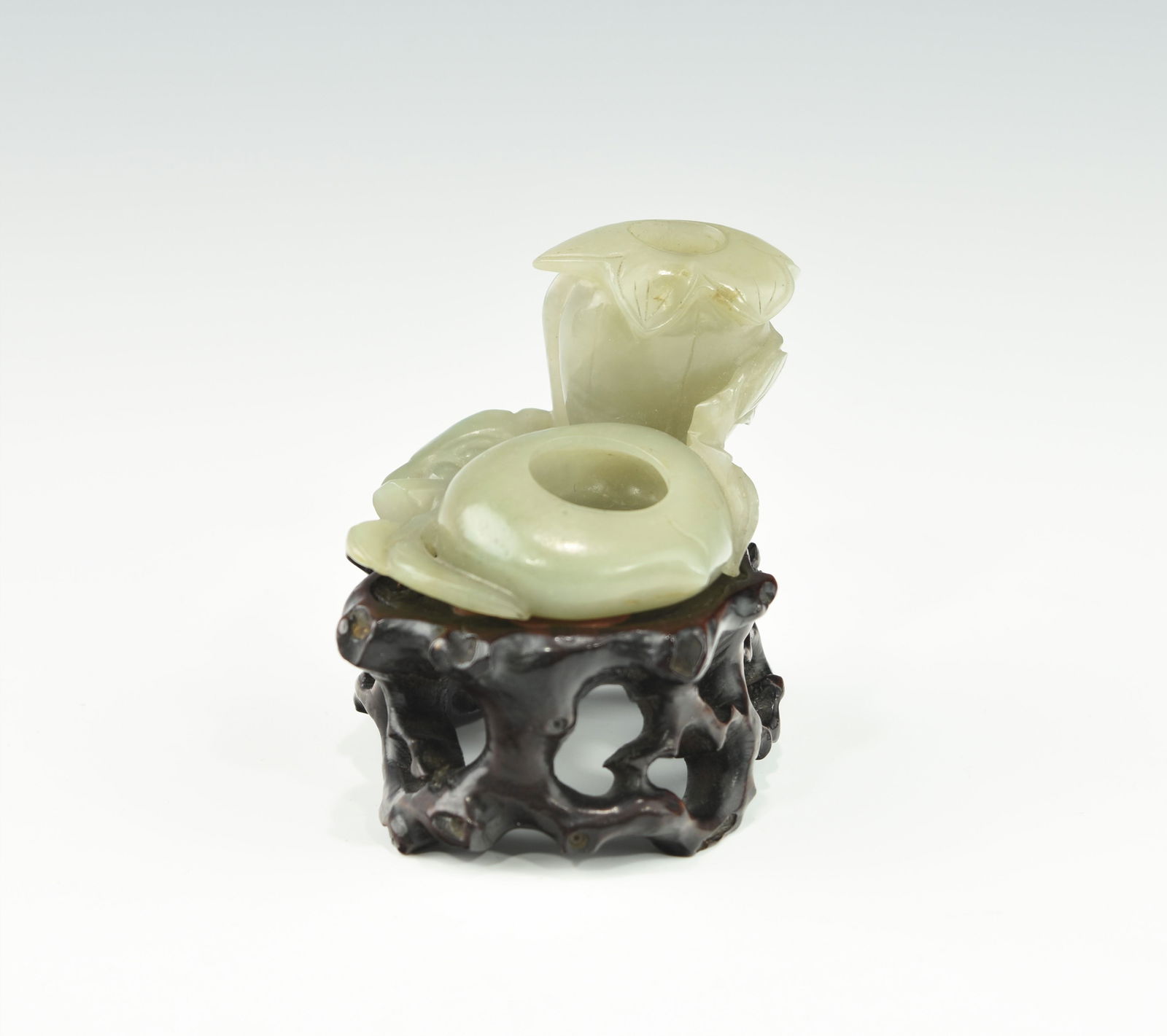 A CELADON JADE WASHER ON HARDWOOD STAND (1 of 6)