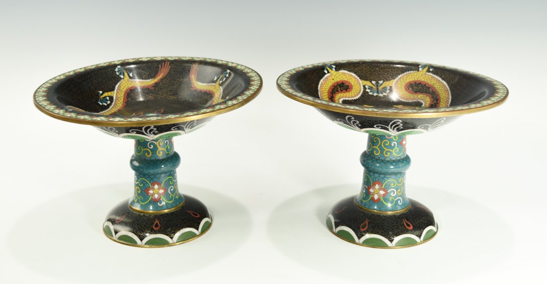 A PAIR OF CHINESE CLOISONNÉ PESDAL SHALLOW BOWL (1 of 9)