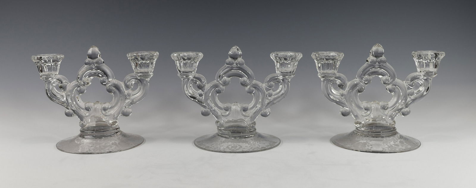 THREE  VINTAGE CAMBRIDGE DOUBLE LIGHT CANDLE HOLDERS (1 of 3)