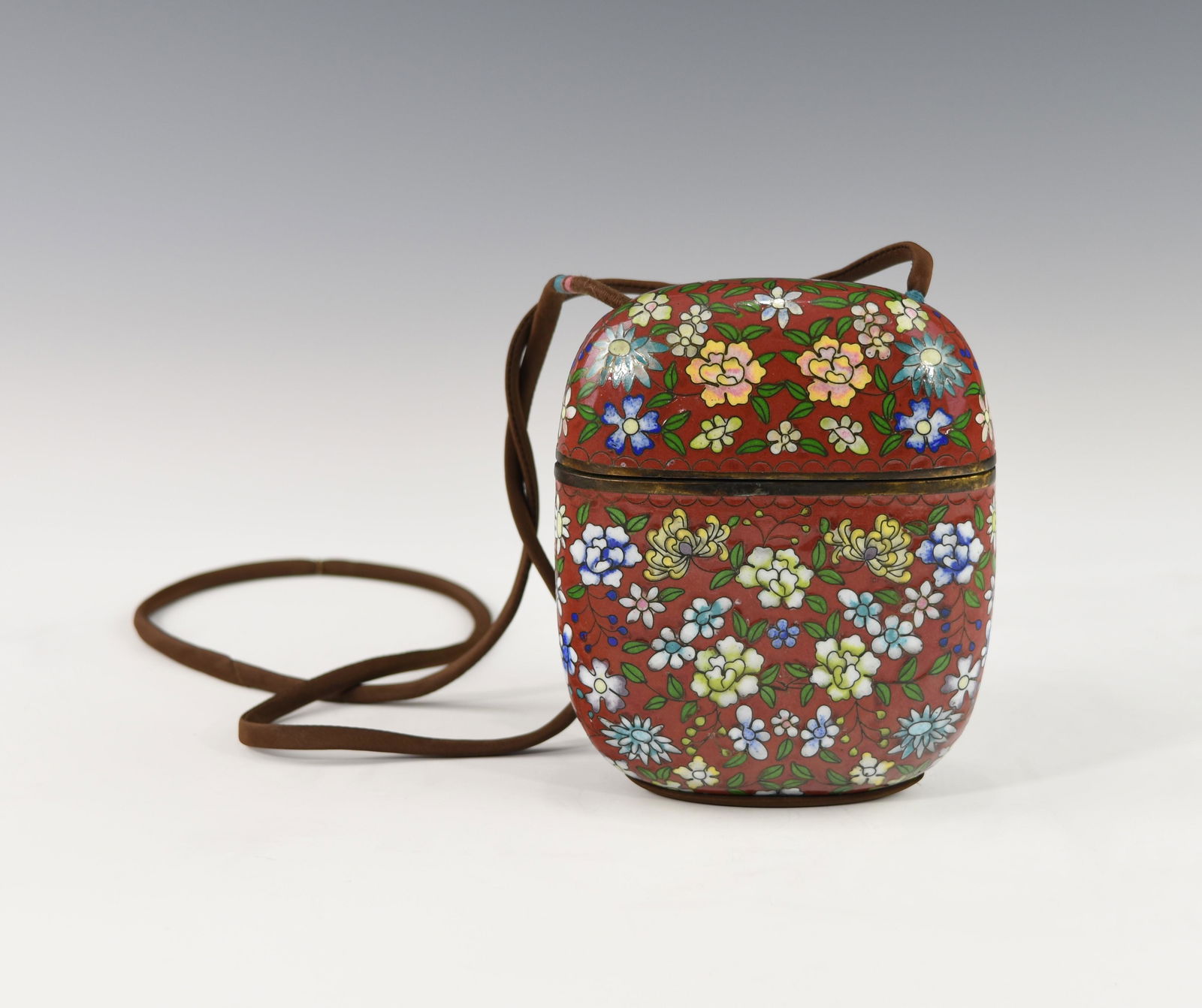 A LATE 19TH CHINESE CLOISONNE LIDDED BOX WITH STRAP (1 of 4)