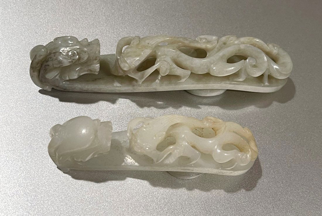 TWO 19TH CENTURY CHINESE JADE BELT HOOKS (1 of 4)