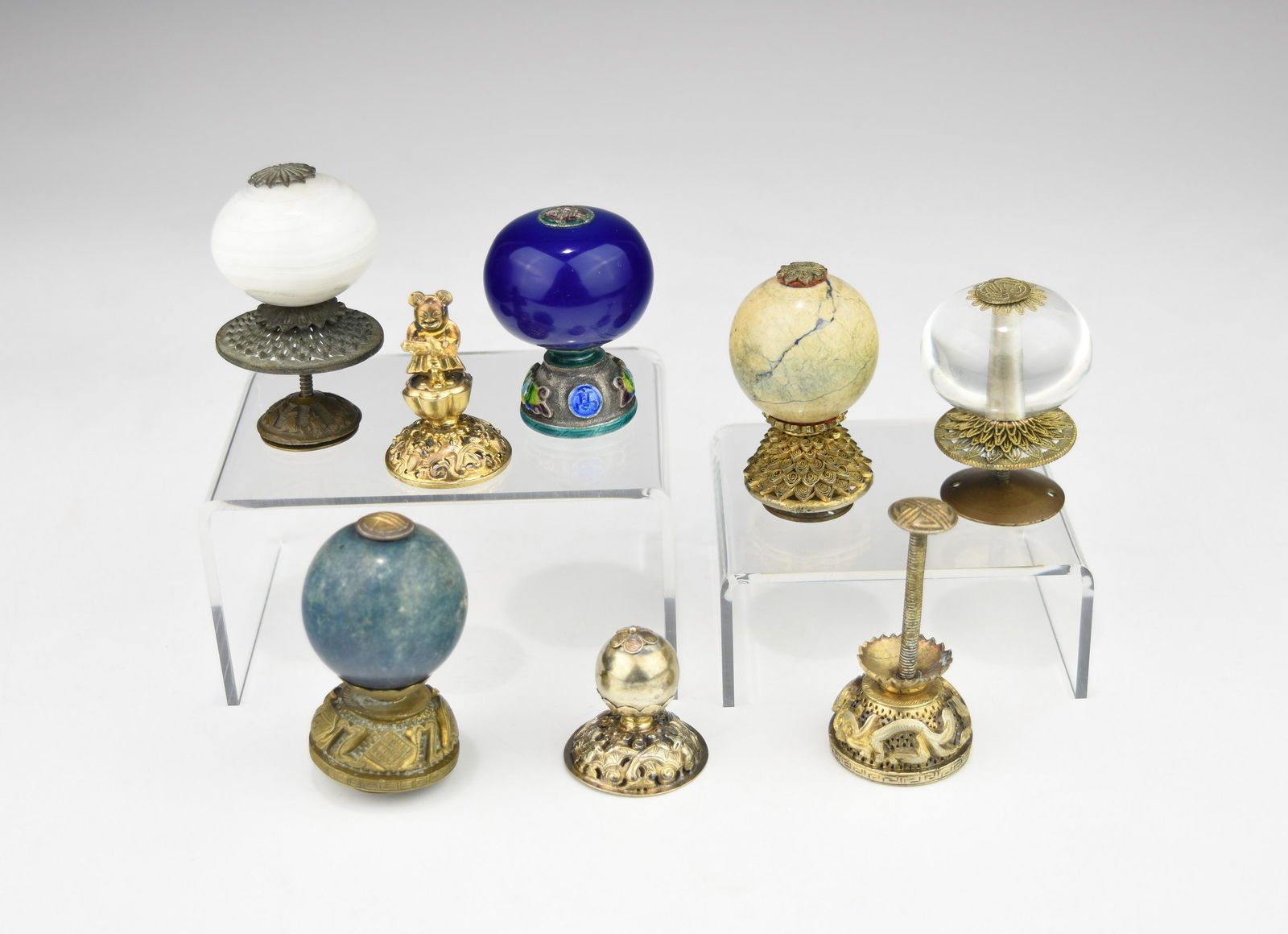 A SET OF CHNESE QING DYNASTY OFFICIAL HAT FINIALS (1 of 1)