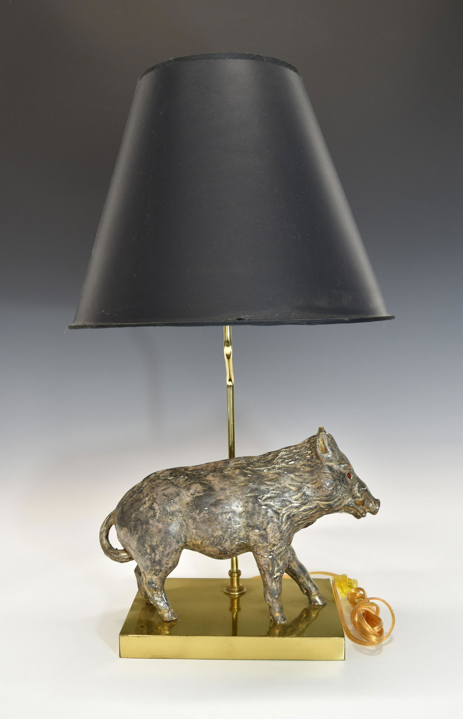 A HAND CARVED WILD BOAR TABLE LAMP FROM PARIS (1 of 2)