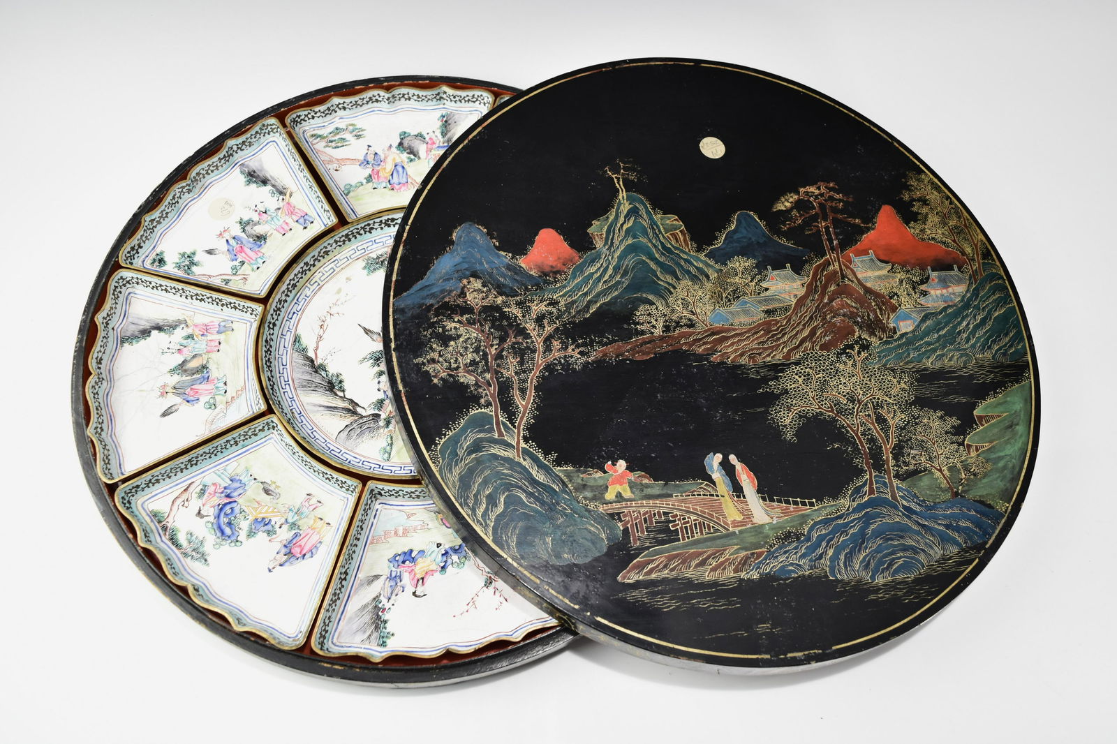 A SET OF NINE CHINESE QIANLONG CANTON ENAMEL CONDIMENT DISHES (1 of 19)