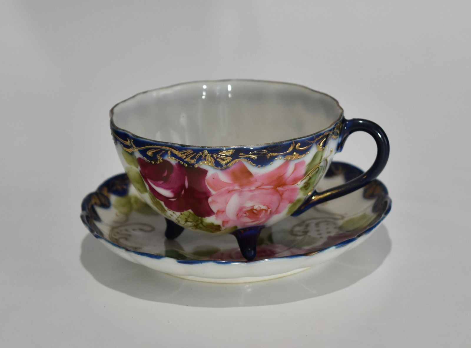 A FOOTED NIPPON EGG SHELL PORCELAIN CUP AND SAUCER SET (1 of 20)