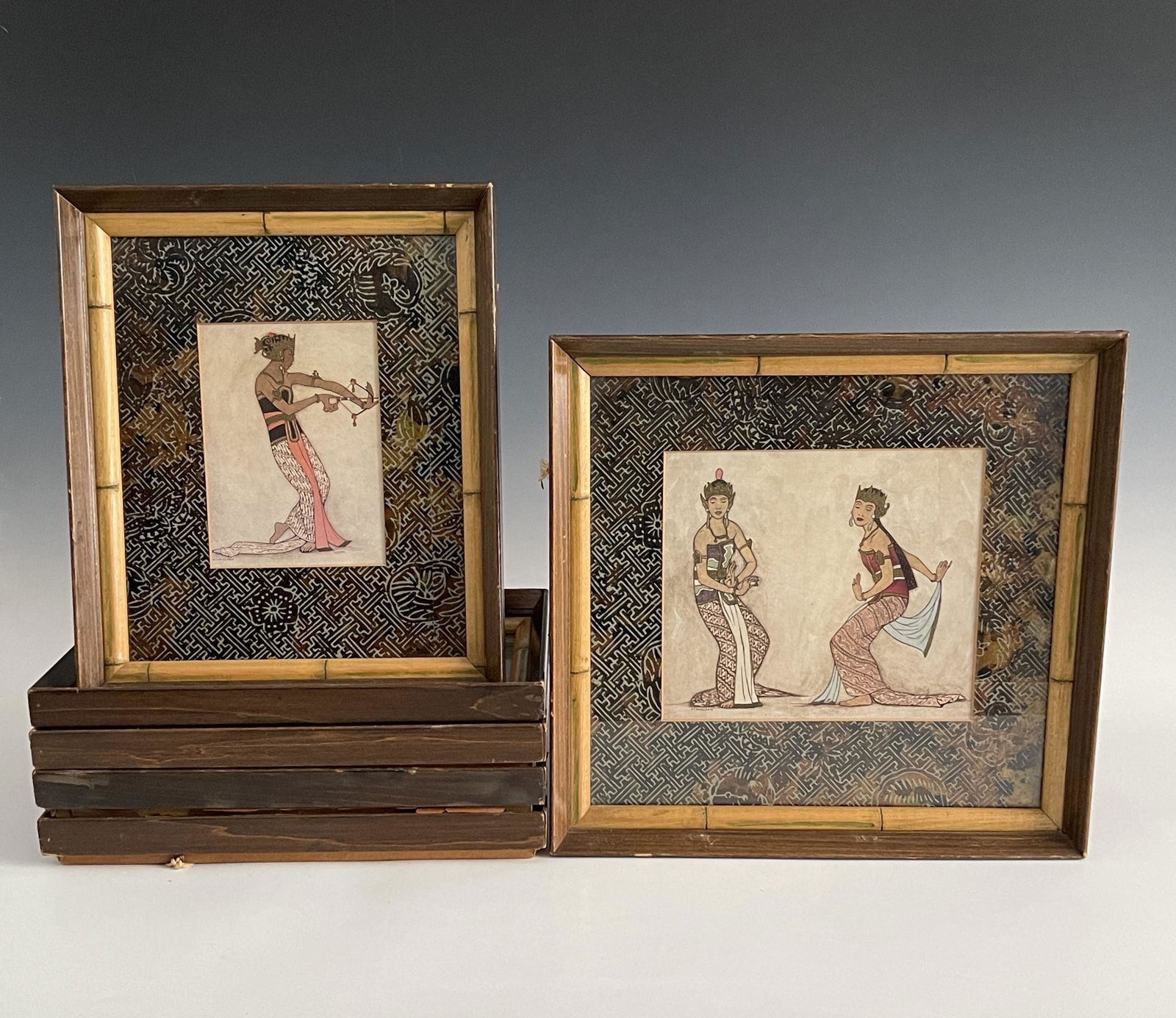 A GROUP OF SEVEN VINTAGE FRAMED SOUTHEAST ASIAN PRINTS (1 of 15)
