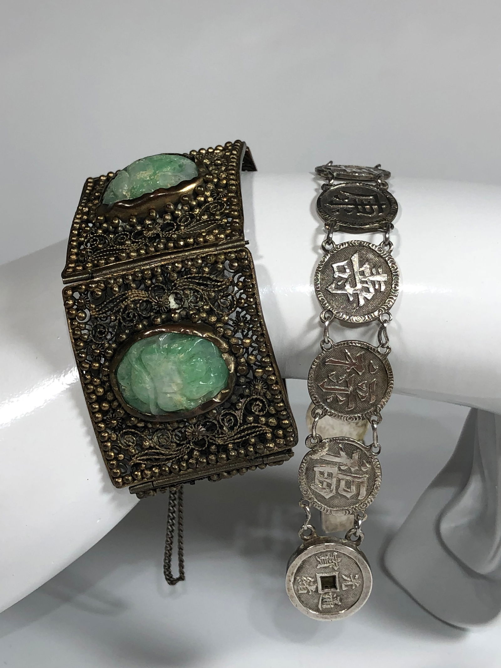 TWO ANTIQUE CHINESE SILVER BRACELET (1 of 5)