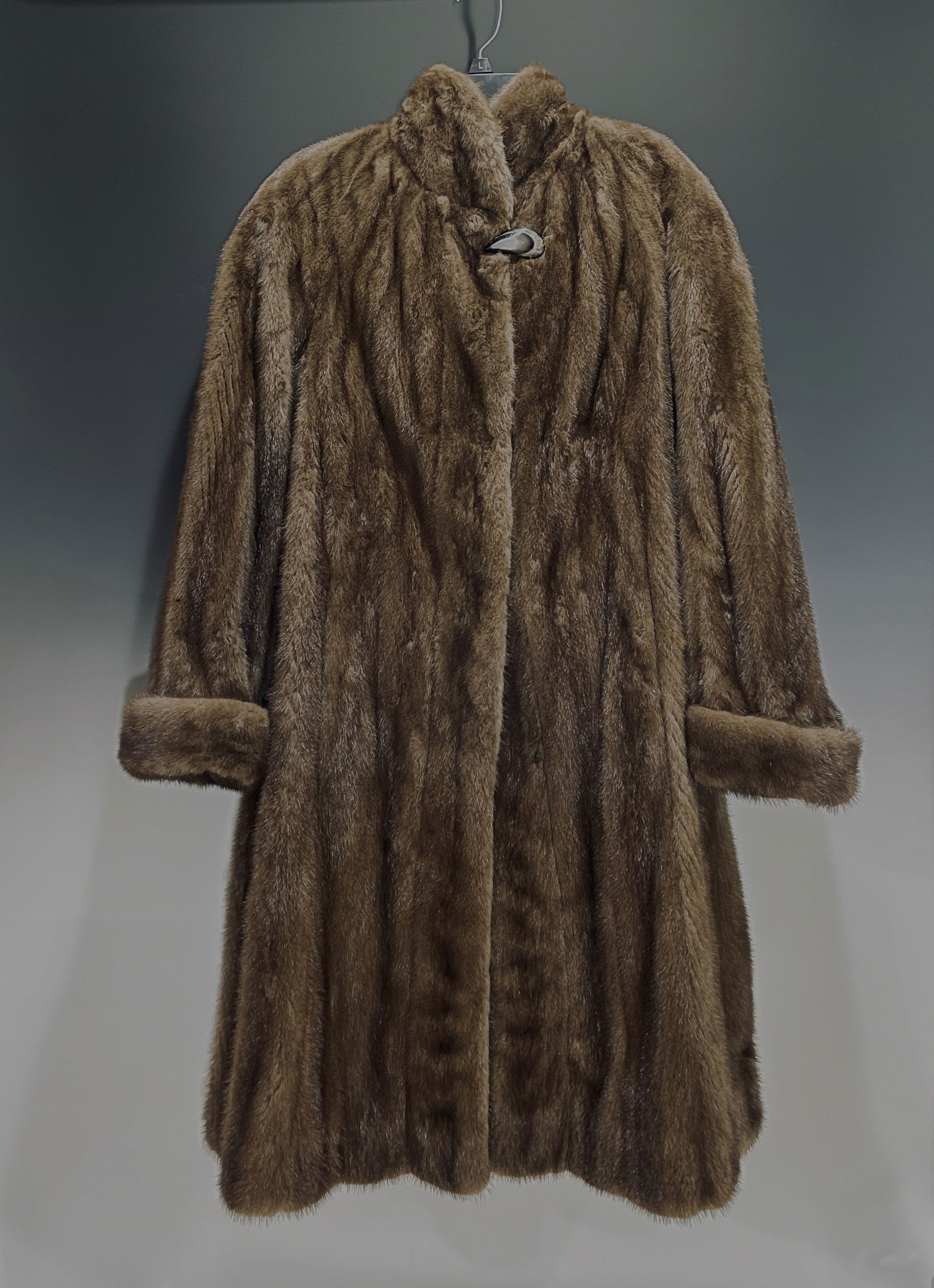 A MID CENTURY AUTHENTIC BROWN MINK FUR LONG COAT (1 of 6)