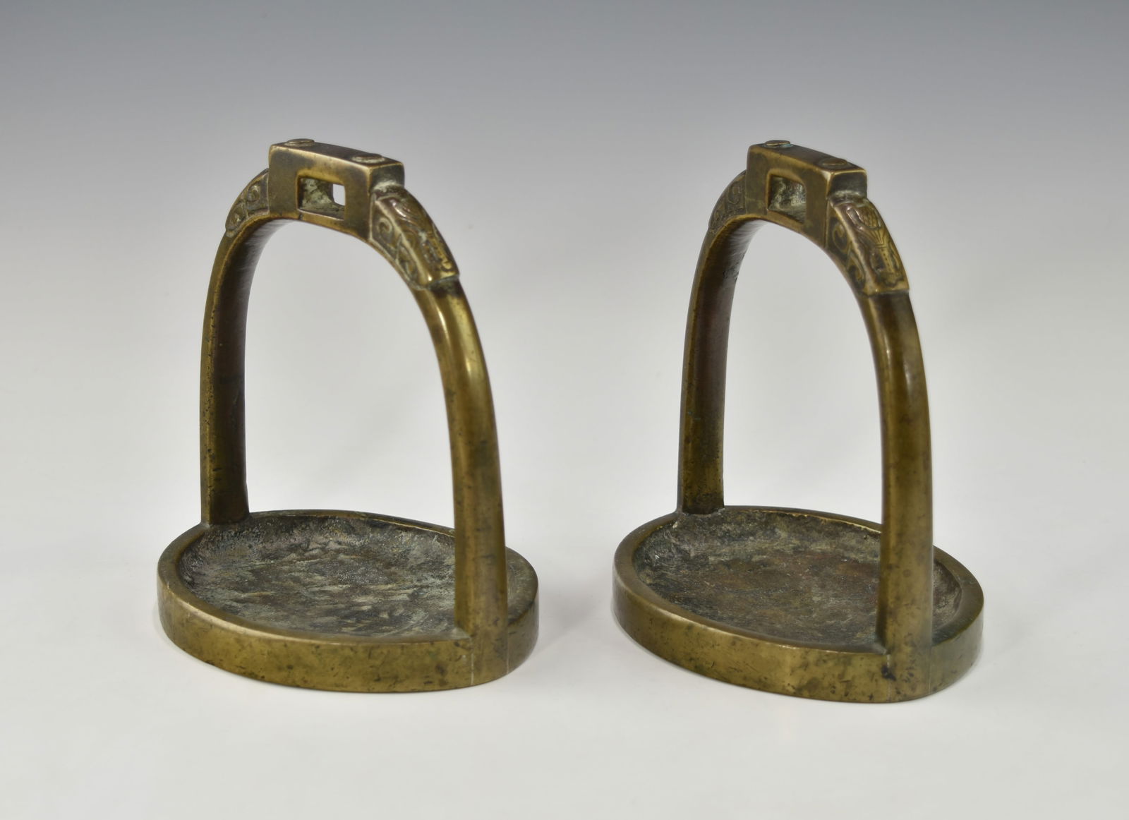 A PAIR OF CHINESE QING DYNASTY BRONZE STIRRUPS (1 of 6)