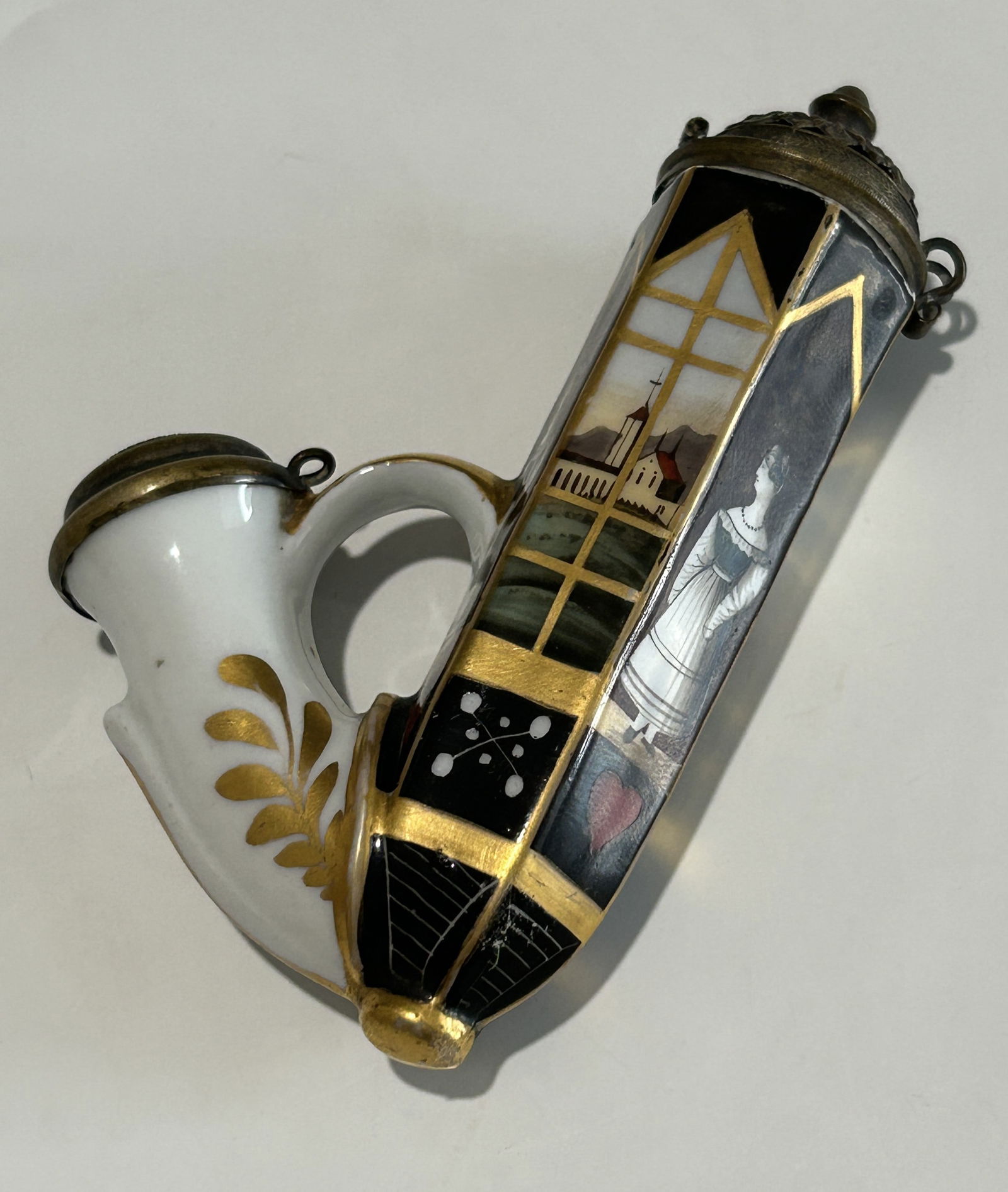 A VINTAGE HAND PAINTED AUSTRIAN PORCELAIN PIPE (1 of 6)