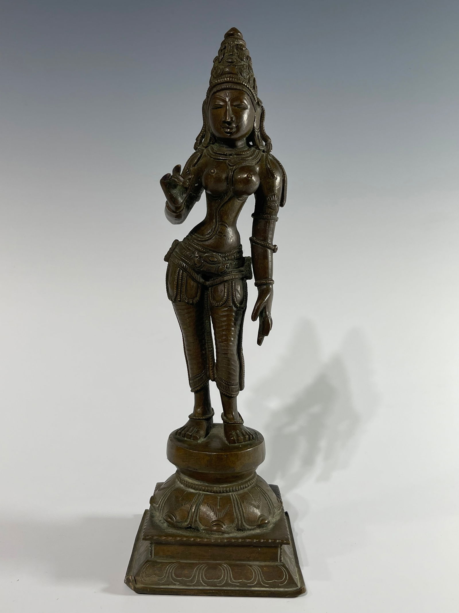 A 19TH CENTURY INDIAN BRONZE HINDU GODDESS PARVATI STATUE (1 of 5)