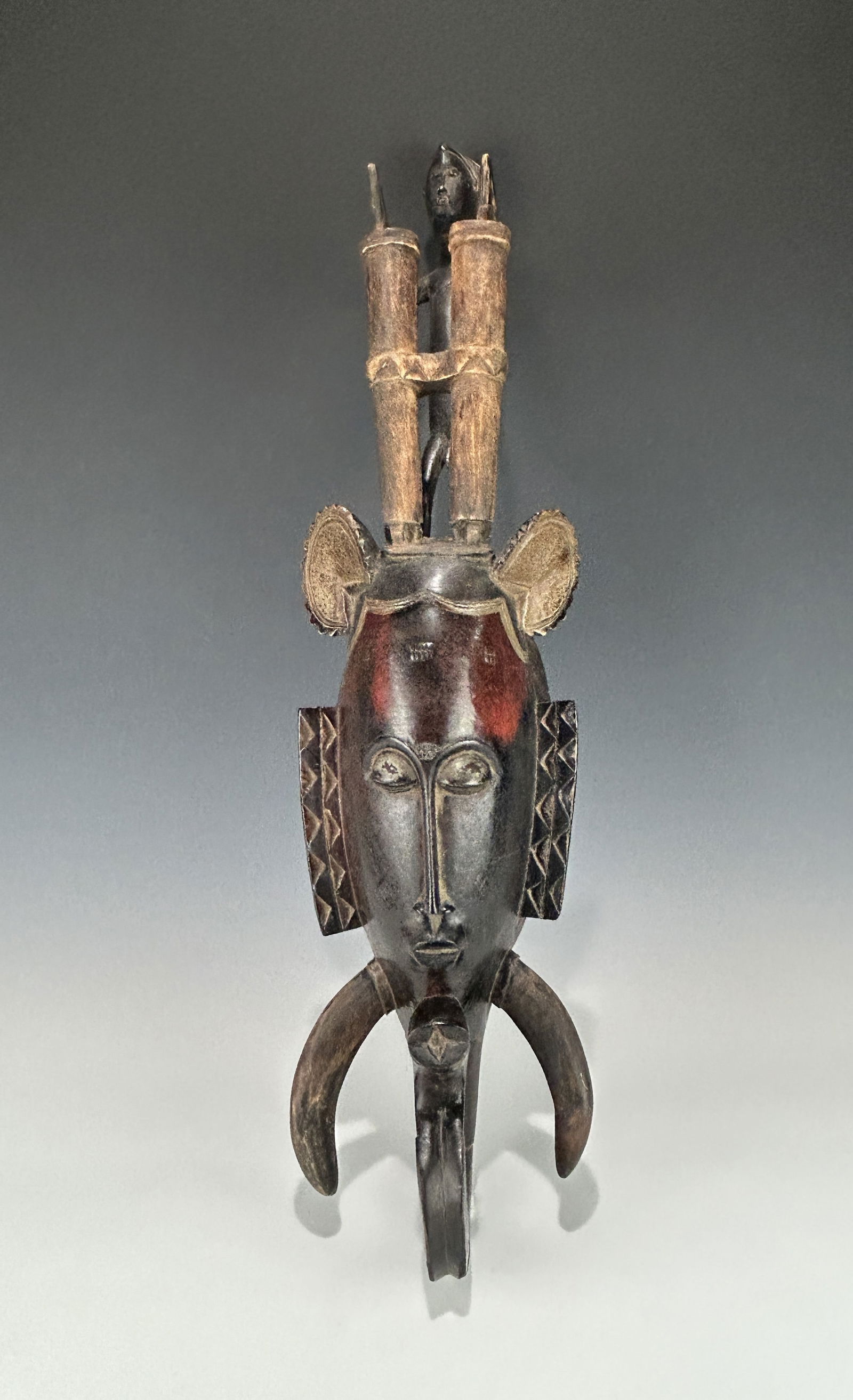 NO RESERVE! AFRICAN IVORY COAST WOODEN TRIBAL SENOUFO MASK (1 of 13)